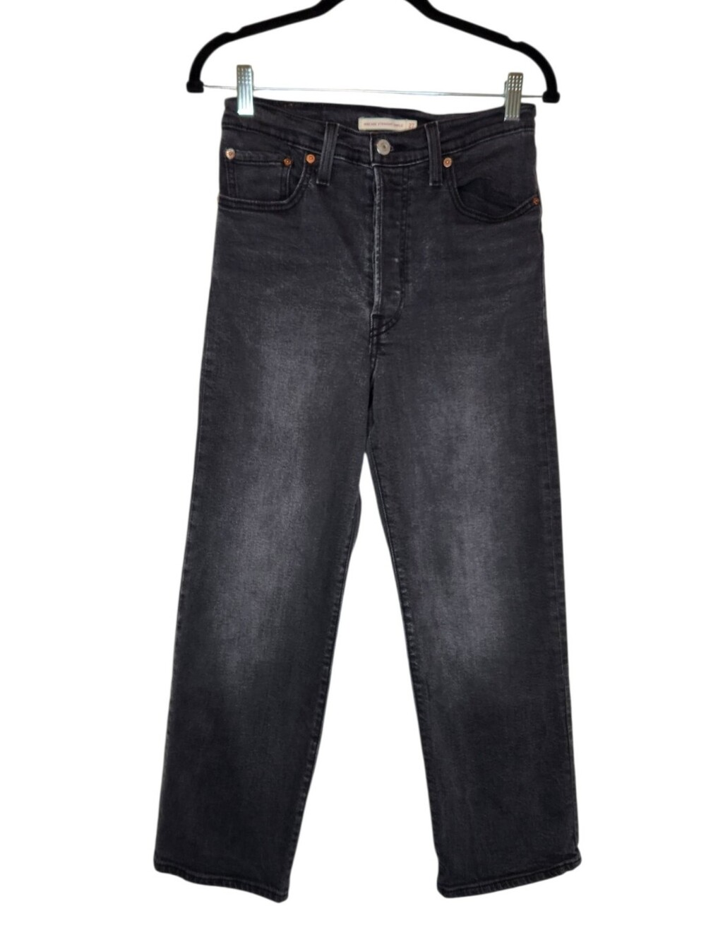 Levi's Ribcage Straight Ankle Jeans Faded Black Size 27